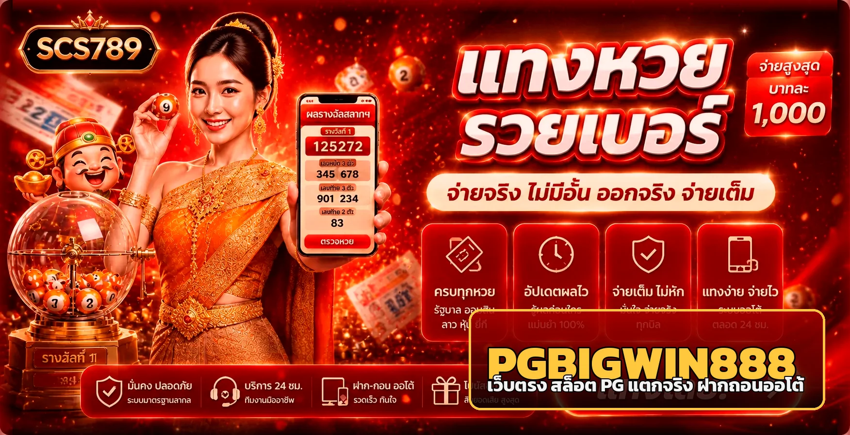 แบนเนอร์ PGBIGWIN888 ทางเข้าเล่นเว็บตรง สล็อต PG